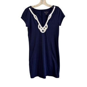 Lilly Pulitzer Brewster Solid T-Shirt Dress Navy Blue White Size Small